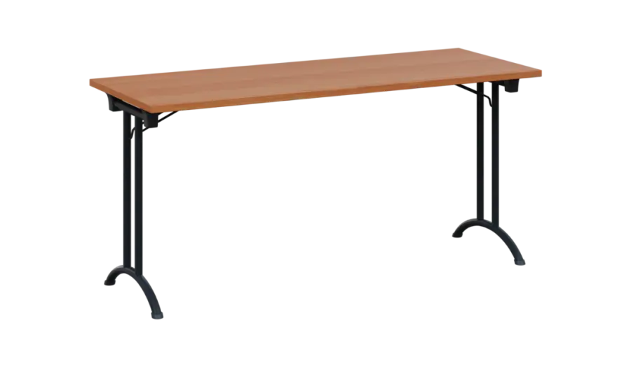 SLA 160 lak skládací jednací stůl 1600x600, deska 25 mm, podnož černý lak, deska olše jantar